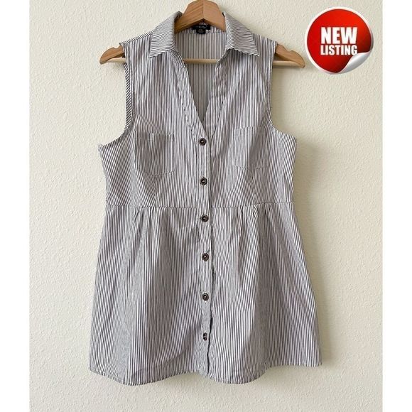 Rhapsody White/ Black Striped Button Down Blouse - Picture 1 of 5